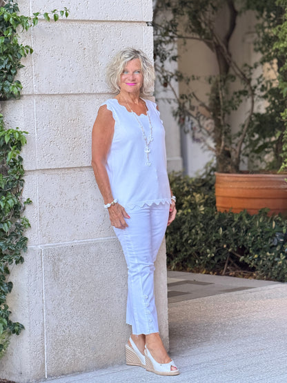FRENCH RIVIERA WHITE SCALLOP TANK