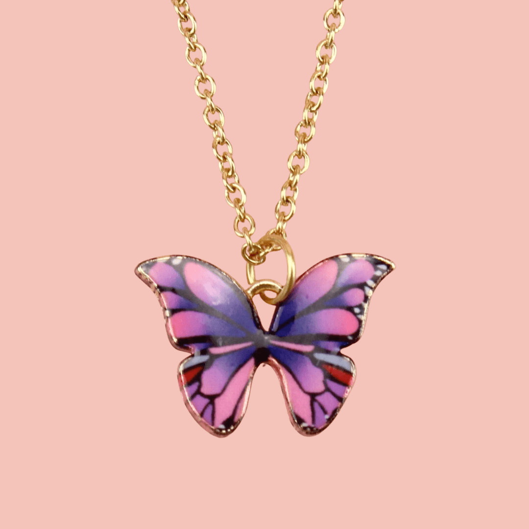 Purple & Pink Butterfly Necklace