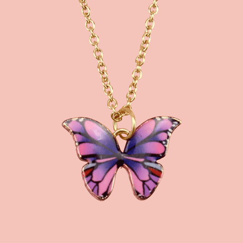 Purple & Pink Butterfly Necklace