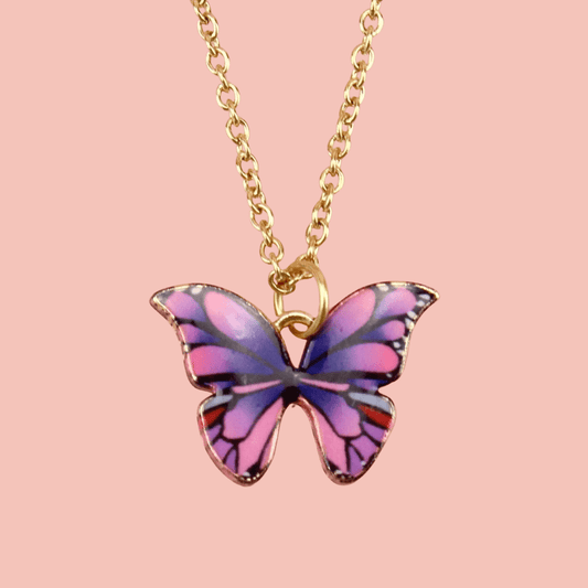 Purple & Pink Butterfly Necklace