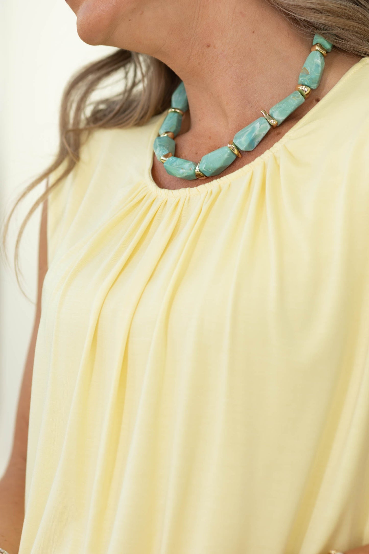 Bubble Hem Gathered Neckline Tanks