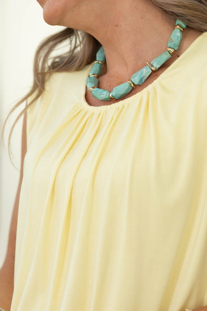 Bubble Hem Gathered Neckline Tanks