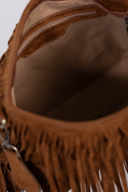 Brown Fringe Suede Crossbody Bag