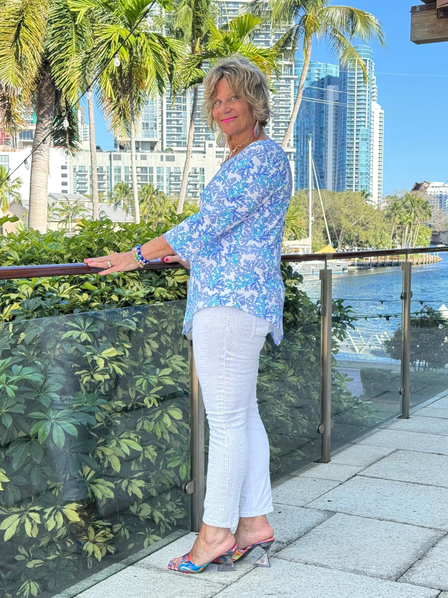 LULU B CORAL BREEZE ASYMMETRIC TOP