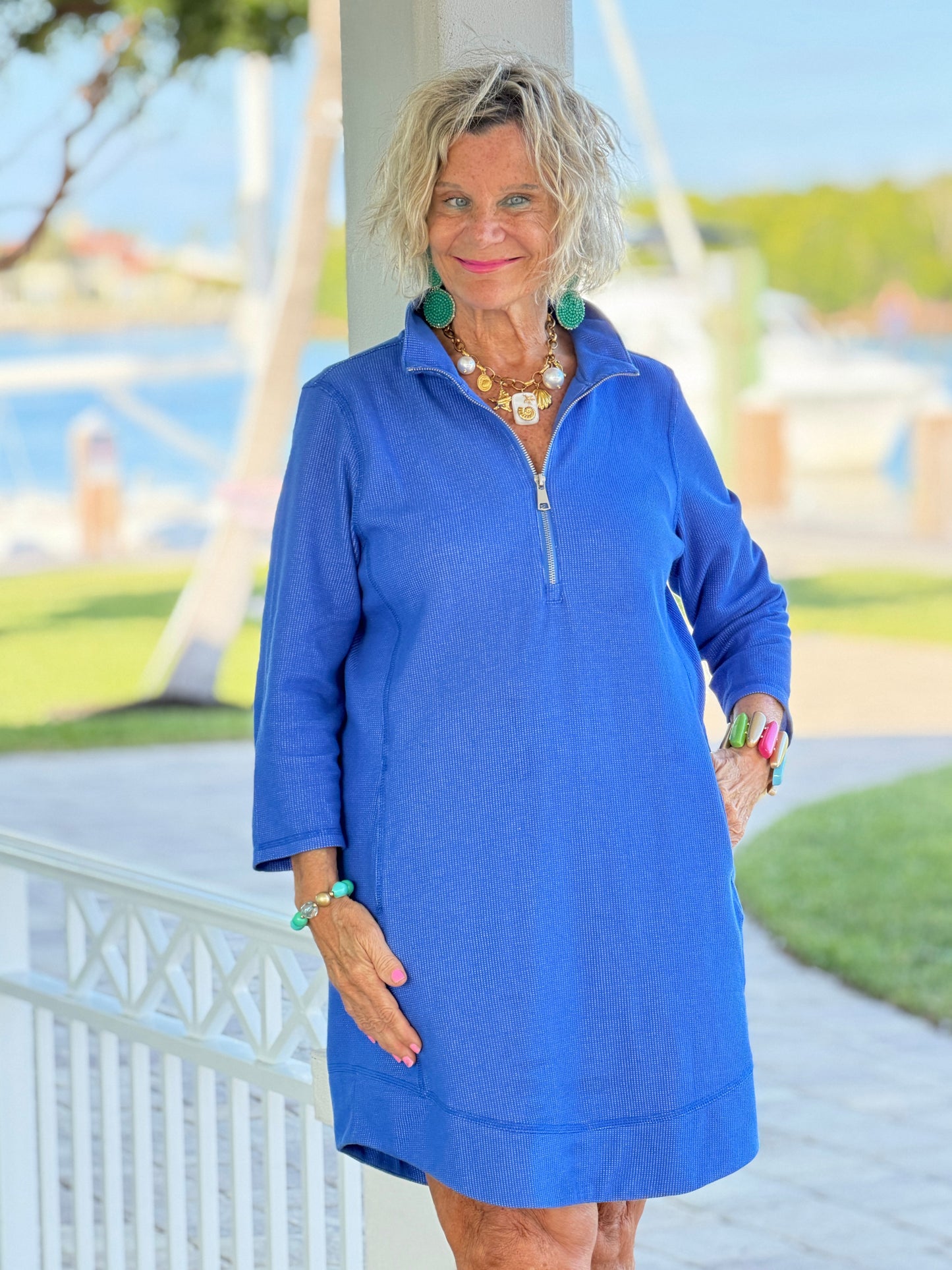 Lullu b half zipper Blu scuba dress