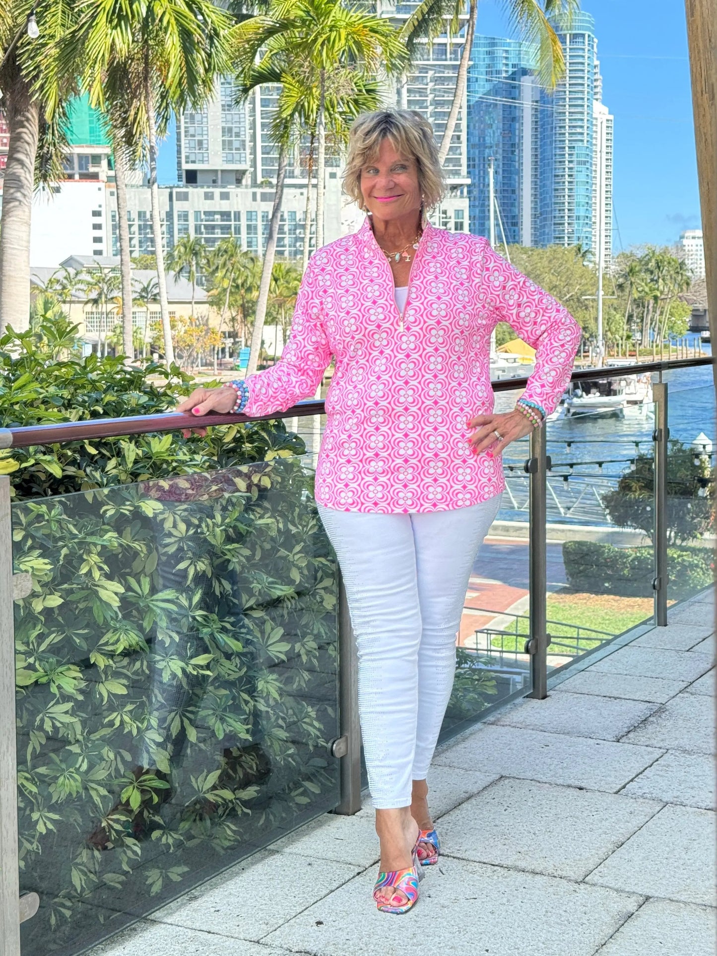 LULU B TROPIC PETALS ZIPPER TOP