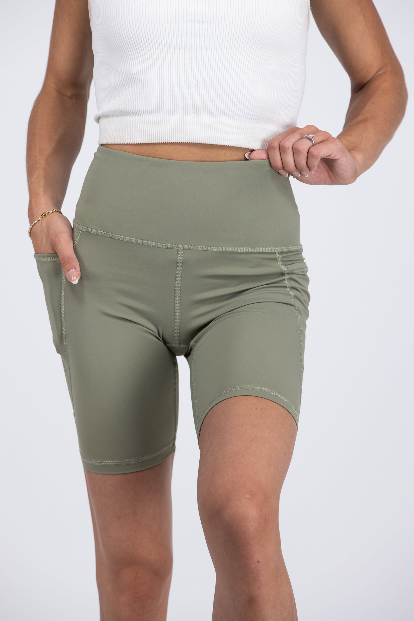 In The Groove Women's Sporty High Waisted Bike Shorts