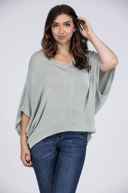 Talk To Me Women's Sheer Knit 1/2 Sleeve Top