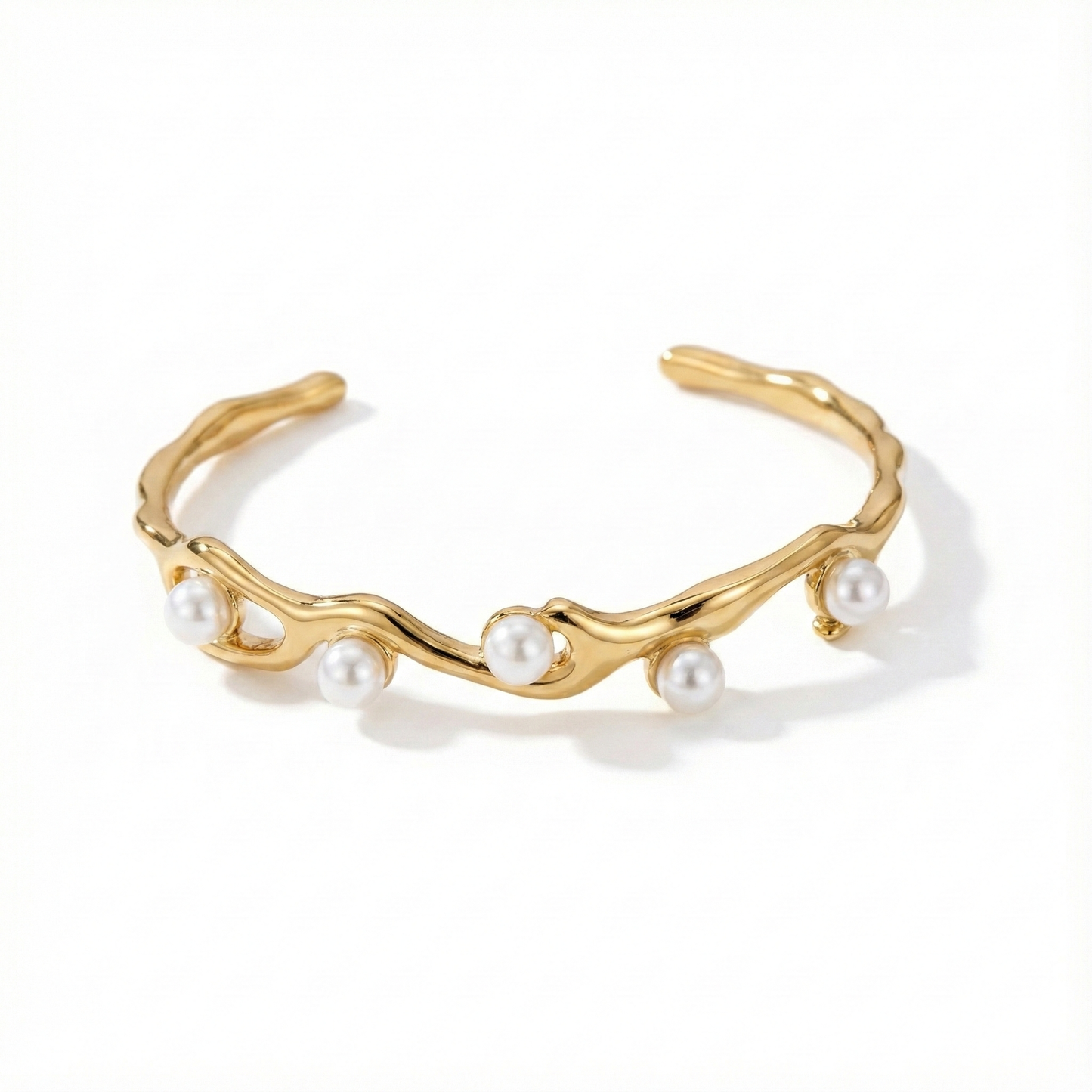 ALB Custom Gold With Pearls Cuff Bracelet