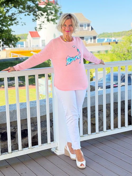 BEACH CLUB PINK CAPE COD MAP SWEATER