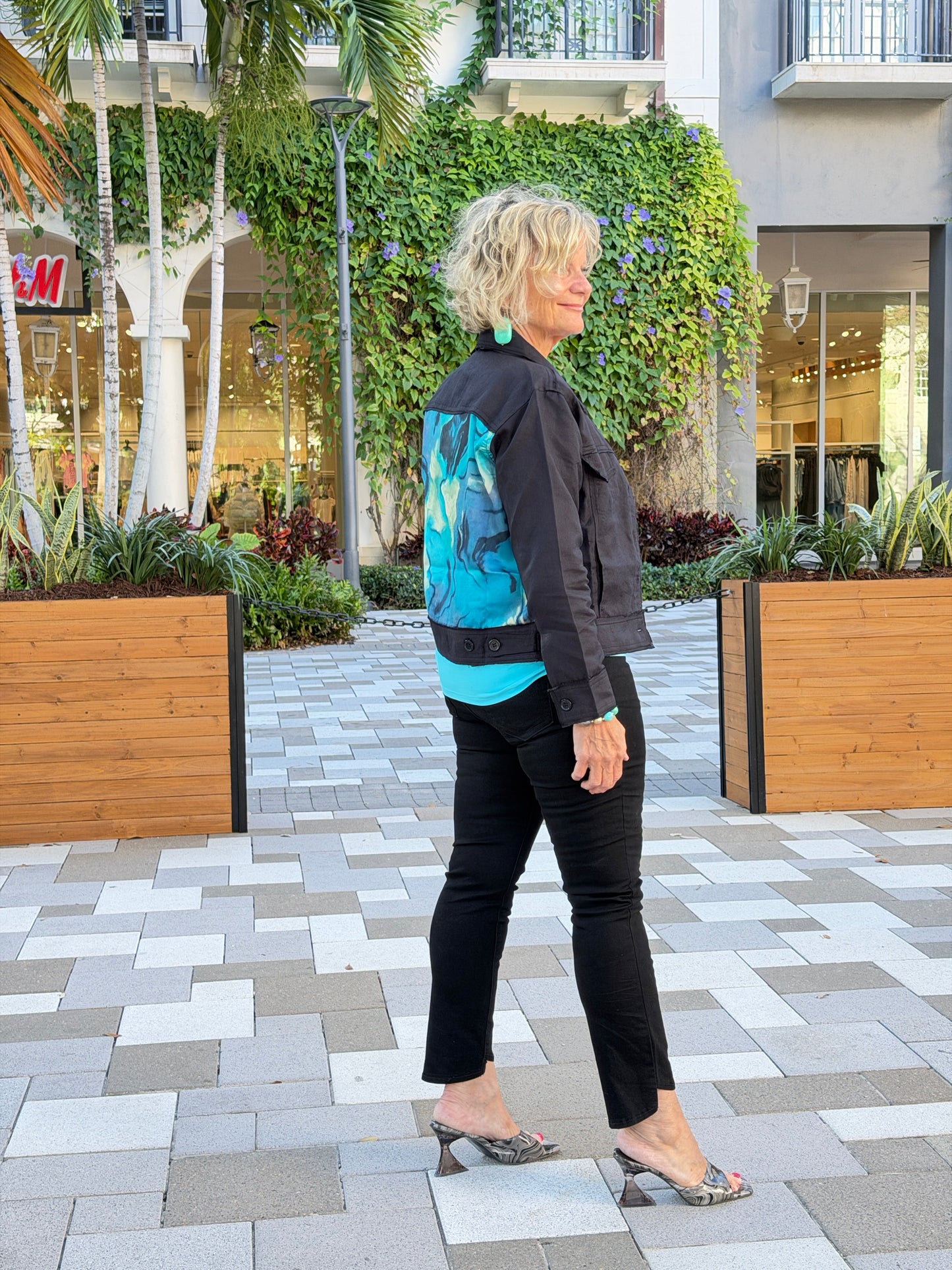 AQUA MARINE LINEN DESIGNER JACKET
