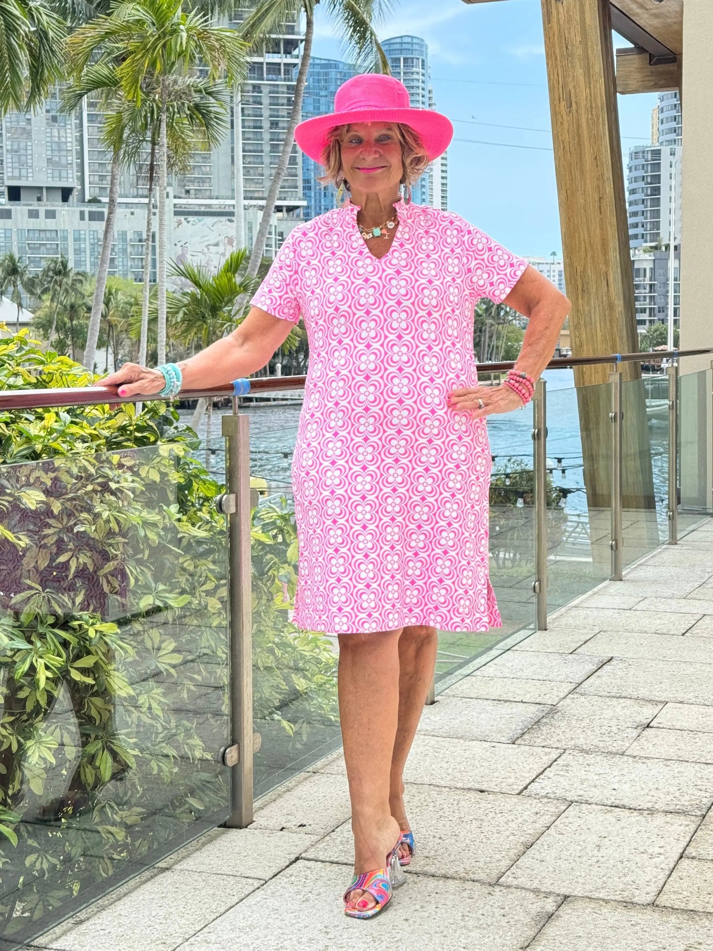 LULU B TROPIC PETALS SHORT SLEEVE DRESS