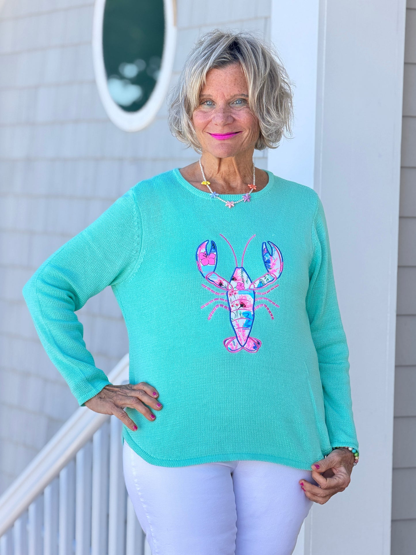 BEACH CLUB SEAFOAM LOBSTER SWEATER