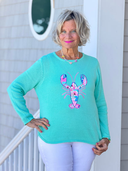 BEACH CLUB SEAFOAM LOBSTER SWEATER