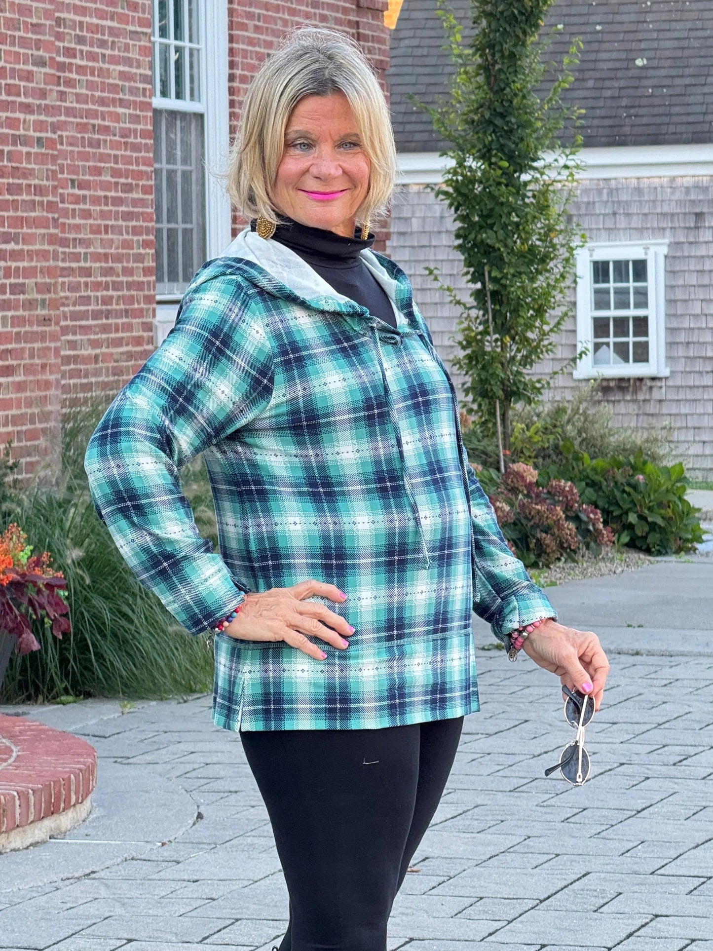 GREEN PLAID HOODIE