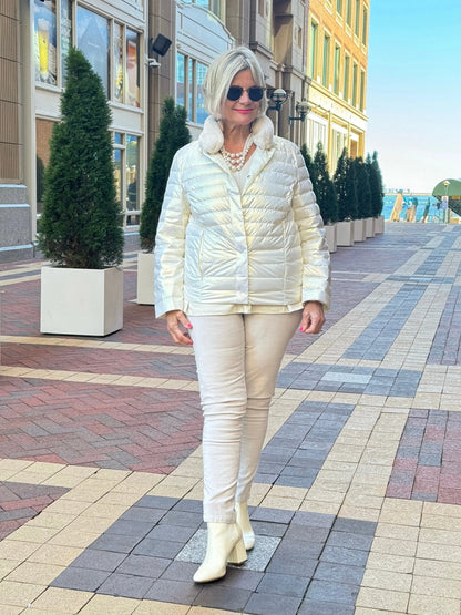 LULU-B PUFFER DOWN SNOW GOLD FAUX FUR JACKET
