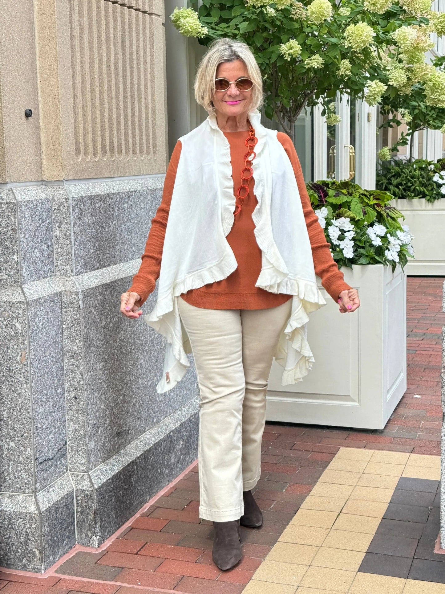 Cream ruffle Vest