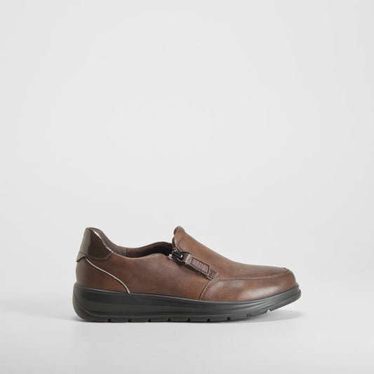 Zapato piel cremallera marrón 24HORAS