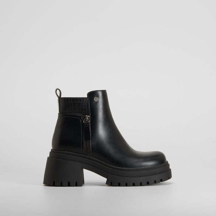 Botín cremallera chunky negro NYC