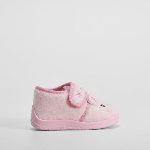 Zapatilla de casa conejo bebé rosa OLYNE
