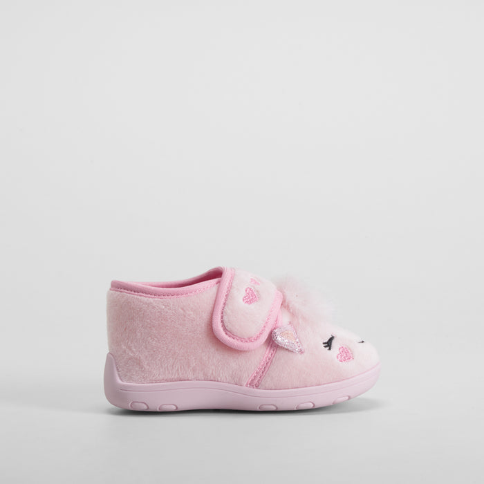 Zapatilla de casa detalles decorativos rosa OLYNE