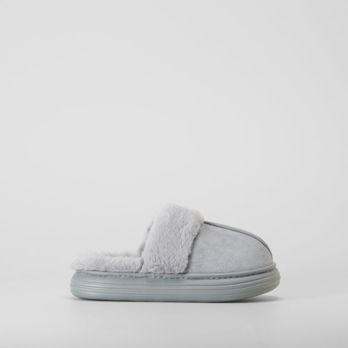 Zapatilla de casa pelo semiabierta gris OLYNE