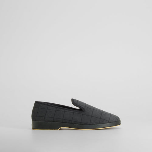 Zapatilla de casa cuadros gris OLYNE