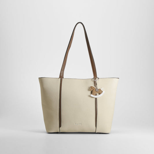 Shopper textil  detalle beige Piccola Piu
