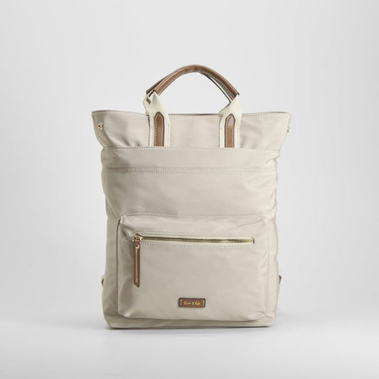 Mochila nylon bolsillo frontal beige SENDA ROAD