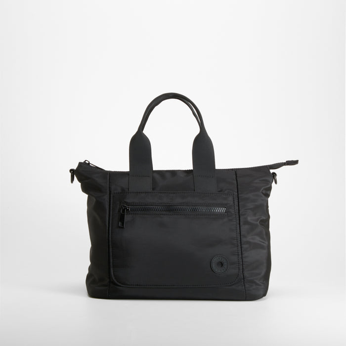 Bolso nylon asa corta y correa larga negro NYC