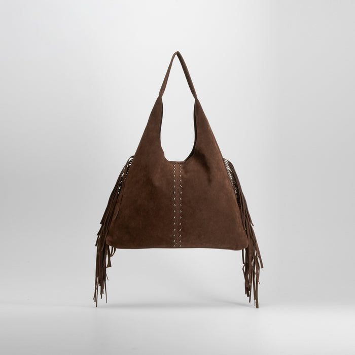 Bolso flecos estilo moderno marrón PICCOLA PIU