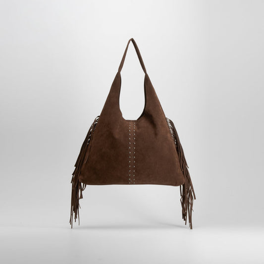 Bolso flecos estilo moderno marrón PICCOLA PIU