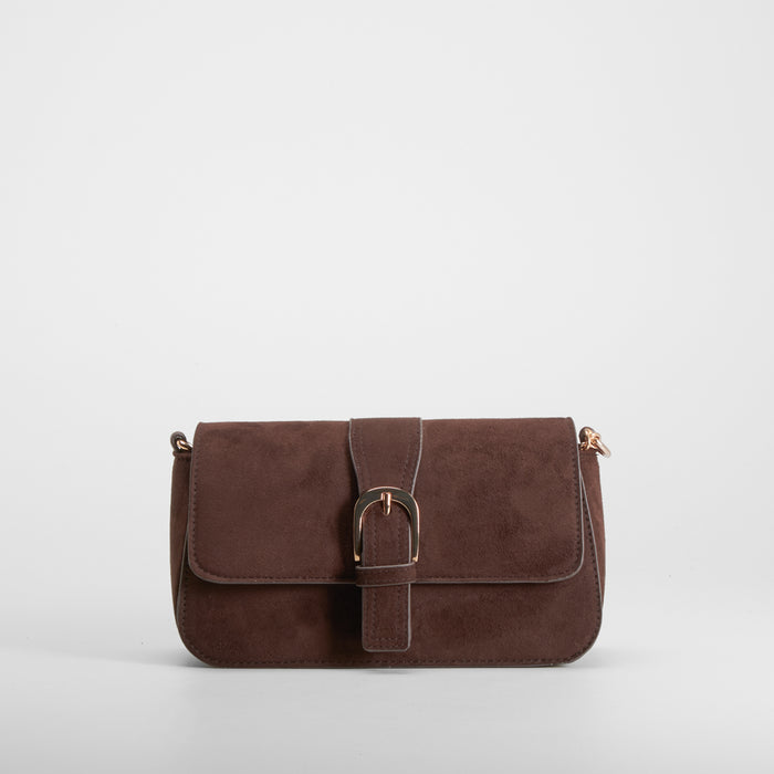 Bolso bandolera hebilla dorada marrón PICCOLA PIU
