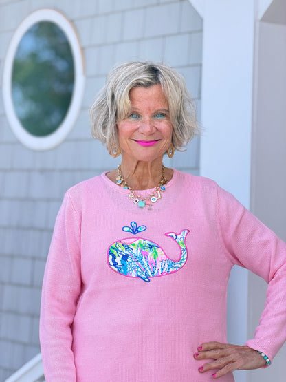 BEACH CLUB WHALE PINK SWEATER