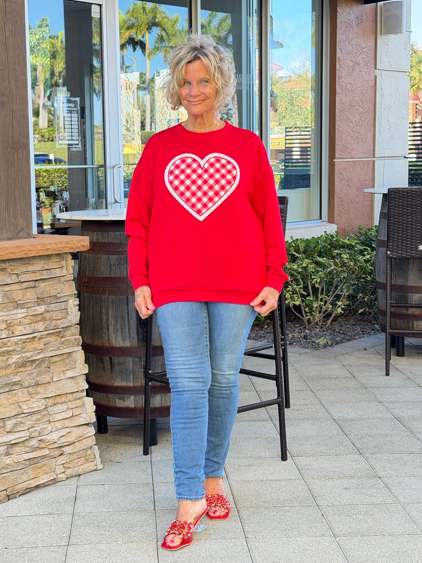 Gingham Heart Luxe Pullover