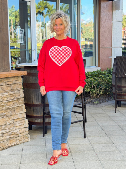 Gingham Heart Luxe Pullover