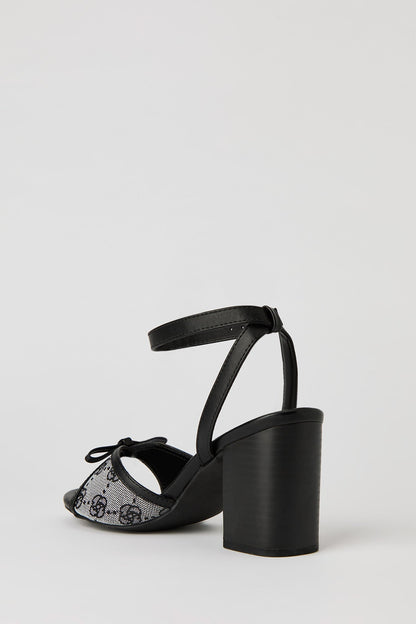 Bow Ankle Band Block Heeled Sandal