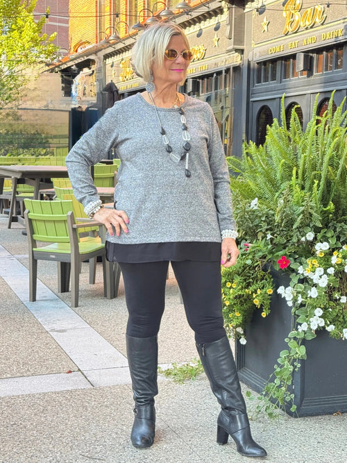 Crisscross Tunic with Sheer Hem