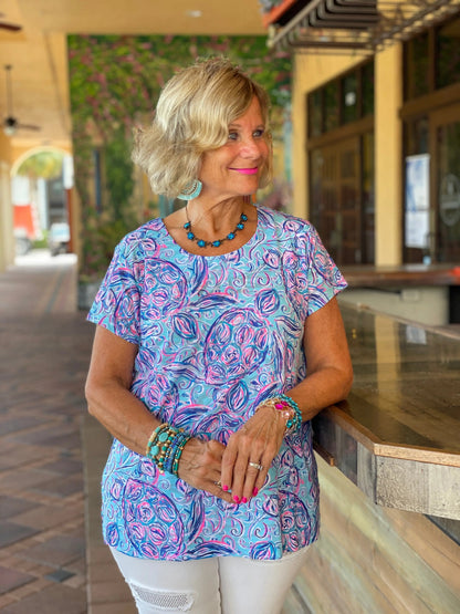 ISLE BLUE  PINEAPPLE SHORT SLEEVE