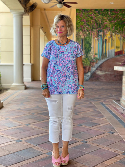 ISLE BLUE  PINEAPPLE SHORT SLEEVE