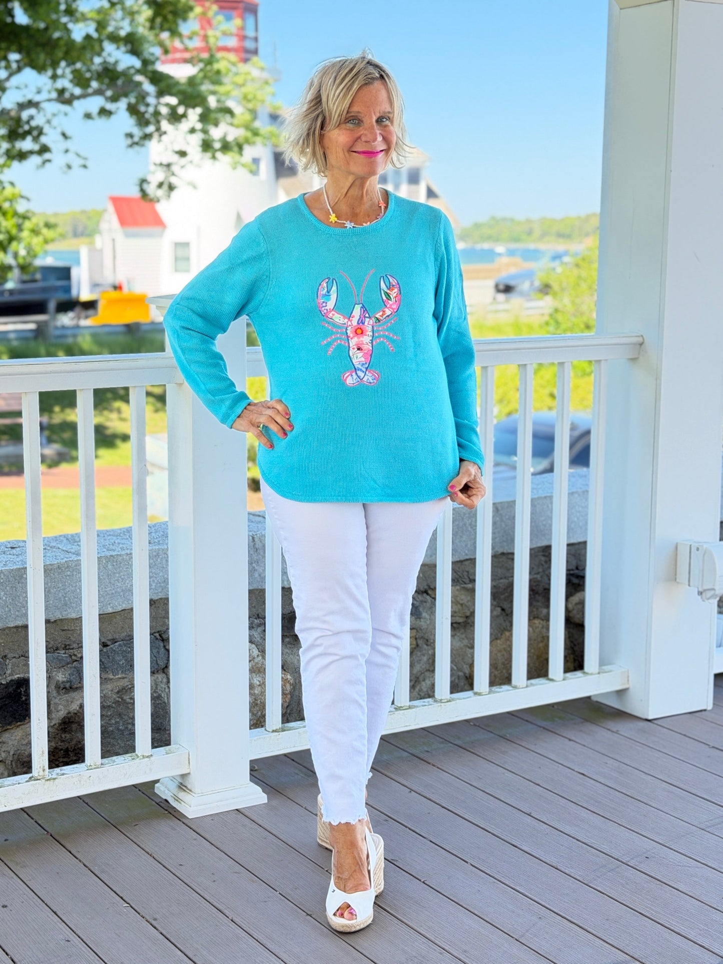 BEACH CLUB AQUA LOBSTER SWEATER