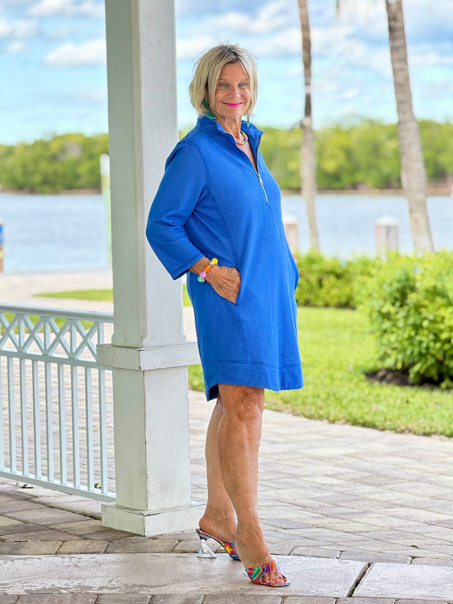 Lullu b half zipper Blu scuba dress
