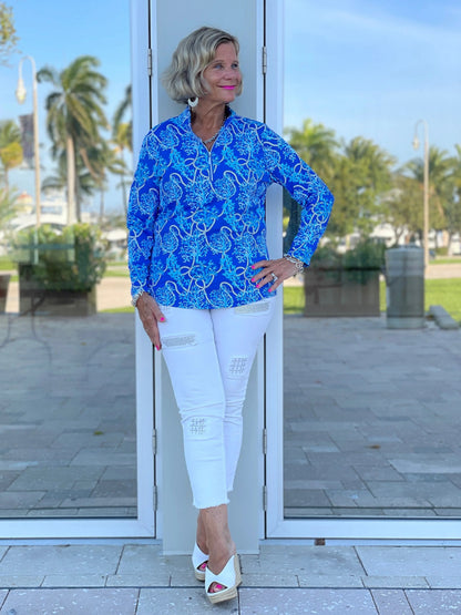 AQUA LANE ZIPPER TOP
