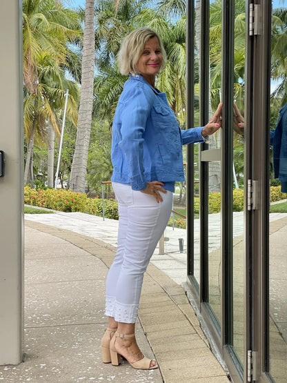 LULU B  BLU LINEN JACKET