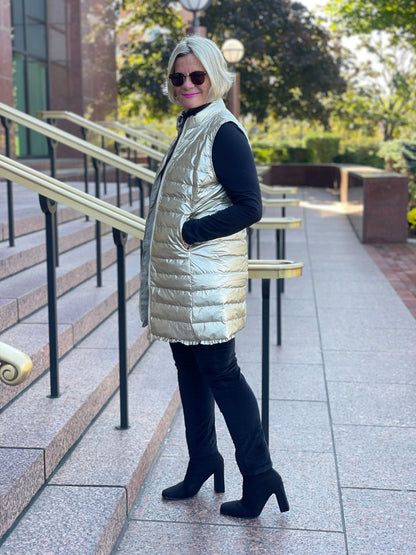 GOLD METALLIC HOLIDAY PUFFER VEST