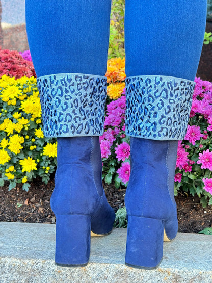 LULU-B NAVY LEOPARD CUFF JEANS