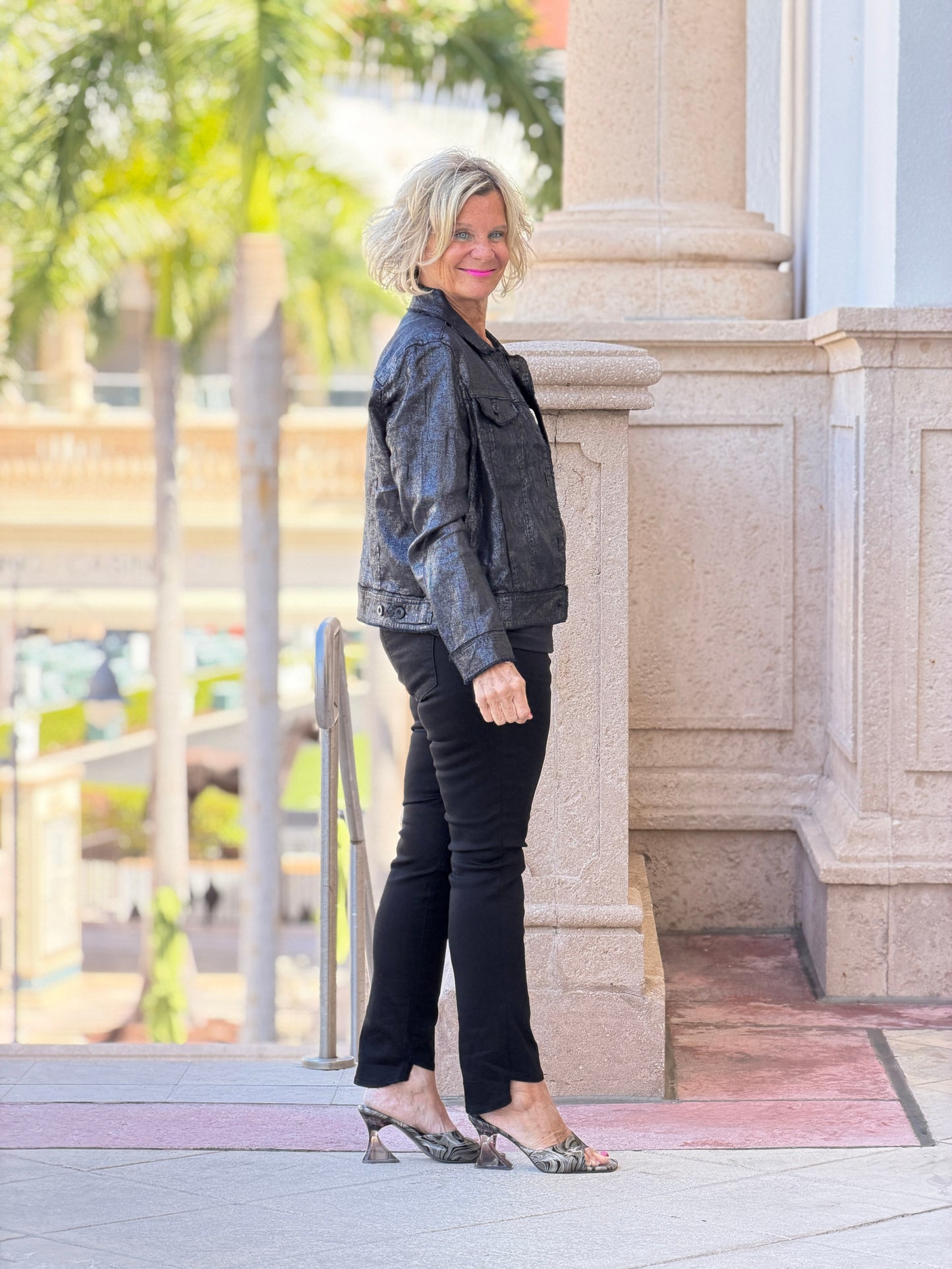 LULU B BLACK METALLIC JACKET