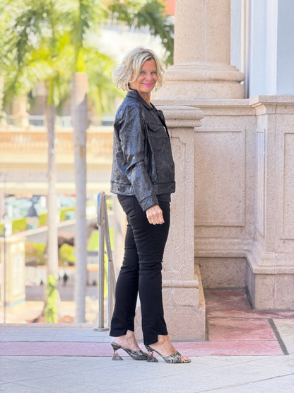 LULU B BLACK METALLIC JACKET