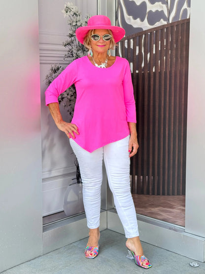 LULU-B HOT PINK ASYMMETRIC TOP