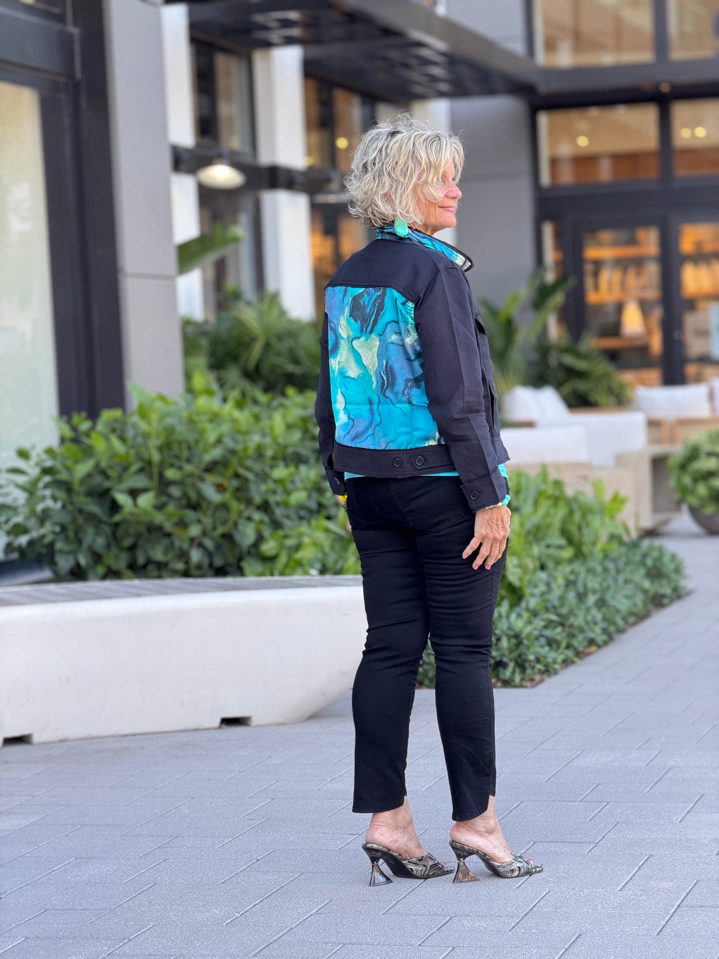 AQUA MARINE LINEN DESIGNER JACKET